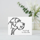 Tekening van groot portret briefkaart (Staand voorkant)