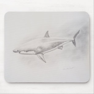Tekening van grote witte haai muismat