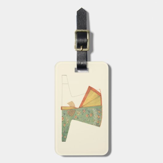 Tekening van halfvoltooide Kimono Bagagelabel (Voorkant verticaal)