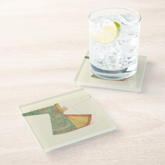 Tekening van halfvoltooide Kimono Glazen Onderzetter (Schuin)