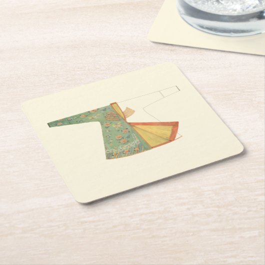 Tekening van halfvoltooide Kimono Kartonnen Onderzetters (Schuin)