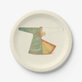 Tekening van halfvoltooide Kimono Papieren Bordje (Voorkant)