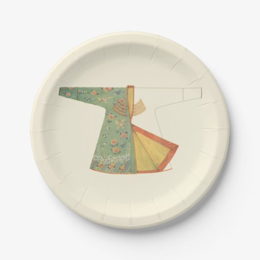 Tekening van halfvoltooide Kimono Papieren Bordje (Voorkant)