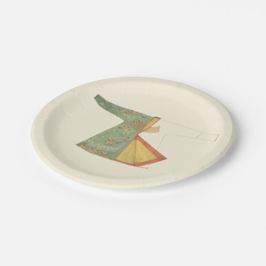 Tekening van halfvoltooide Kimono Papieren Bordje (Gekanteld)