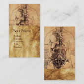 Tekening van het Antiek perkamperkament van de vro Visitekaartje (Voorkant / Achterkant)
