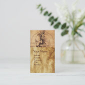 Tekening van het Antiek perkamperkament van de vro Visitekaartje (Staand voorkant)