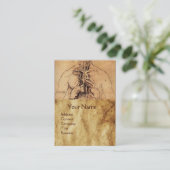 Tekening van het Antiek perkamperkament van de vro Visitekaartje (Staand voorkant)