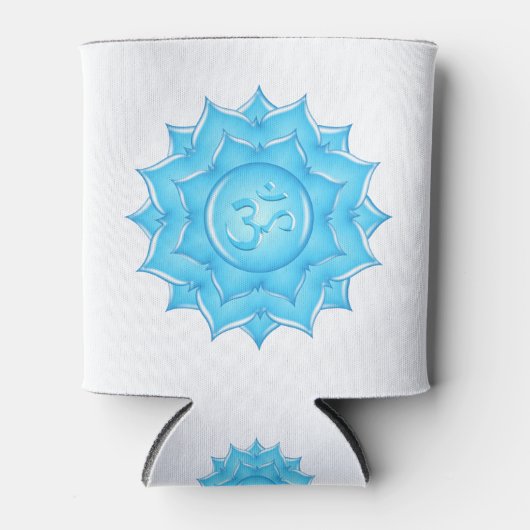 Tekening van het blauwe glas Lotus Flower Om-symbo Blikjeskoeler (Voorkant)