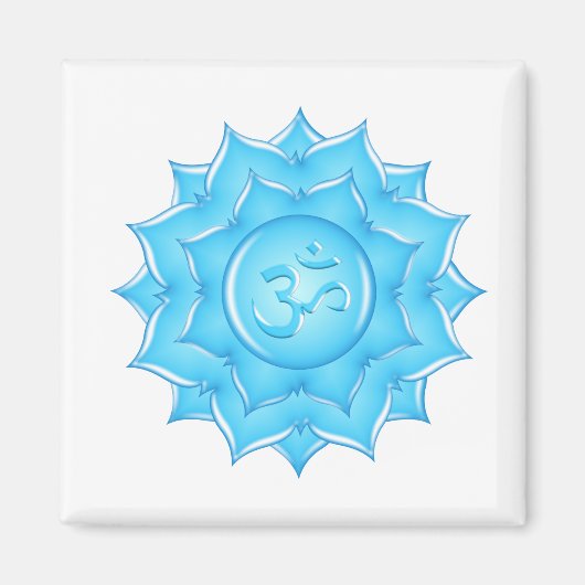 Tekening van het blauwe glas Lotus Flower Om-symbo Magneet (Voorkant)