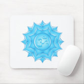 Tekening van het blauwe glas Lotus Flower Om-symbo Muismat (Met muis)