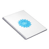 Tekening van het blauwe glas Lotus Flower Om-symbo Notitieboek (Rechterzijde)