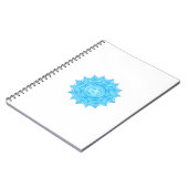 Tekening van het blauwe glas Lotus Flower Om-symbo Notitieboek (Linkerzijde)