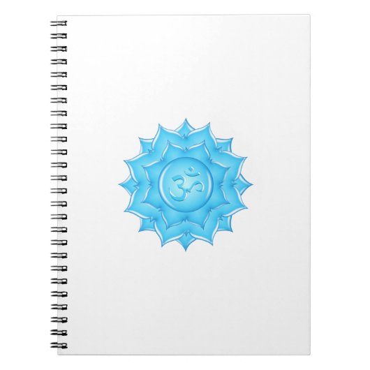 Tekening van het blauwe glas Lotus Flower Om-symbo Notitieboek (Voorkant)