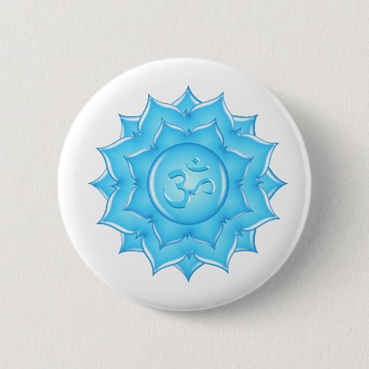 Tekening van het blauwe glas Lotus Flower Om-symbo Ronde Button 5,7 Cm (Voorkant)