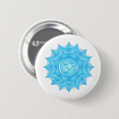 Tekening van het blauwe glas Lotus Flower Om-symbo Ronde Button 5,7 Cm (Voorkant /achterkant)