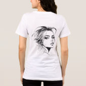 Tekening van het gezicht van een vrouw Tri-Blend shirt (Achterkant)