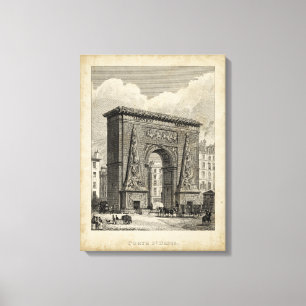 Tekening van het Monument van Porte Saint-Denis Canvas Afdruk