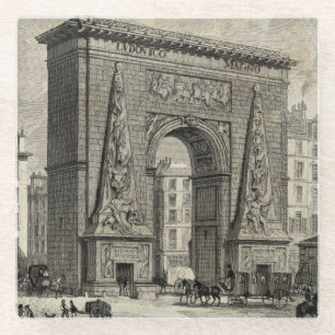 Tekening van het Monument van Porte Saint-Denis Glazen Onderzetter