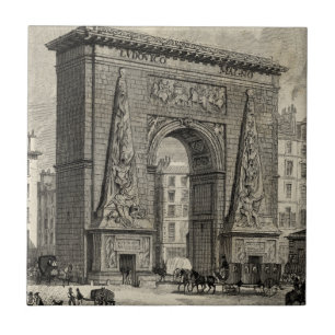Tekening van het Monument van Porte Saint-Denis Tegeltje