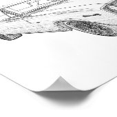 Tekening van het potlood Dodge Coronet 1966 in zwa Poster (Hoek)