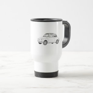 Tekening van het potlood Zwarte en Witte Fiat 500 Reisbeker