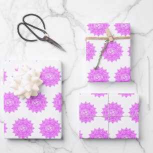 Tekening van het roze glas Lotus Flower om symbool Inpakpapier Vel