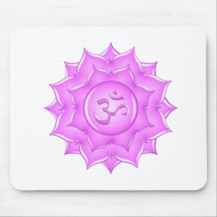Tekening van het roze glas Lotus Flower om symbool Muismat