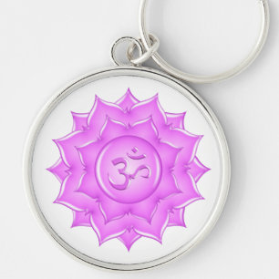 Tekening van het roze glas Lotus Flower om symbool Sleutelhanger