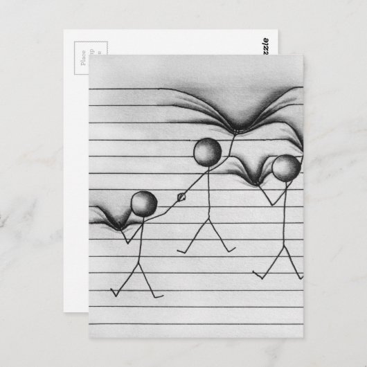 Tekening van het teken Tekening van het plakken op Briefkaart (Voorkant / Achterkant)