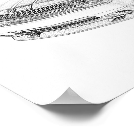 Tekening van het zwarte en witte dodge Challenger  Poster (Hoek)