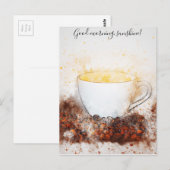 Tekening van Hot Cup of Coffee Good Morning Sunshi Briefkaart (Voorkant / Achterkant)