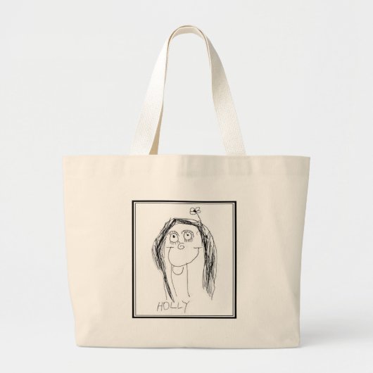 Tekening van je kind - Moederdag Cadeaus Grote Tote Bag (Voorkant)
