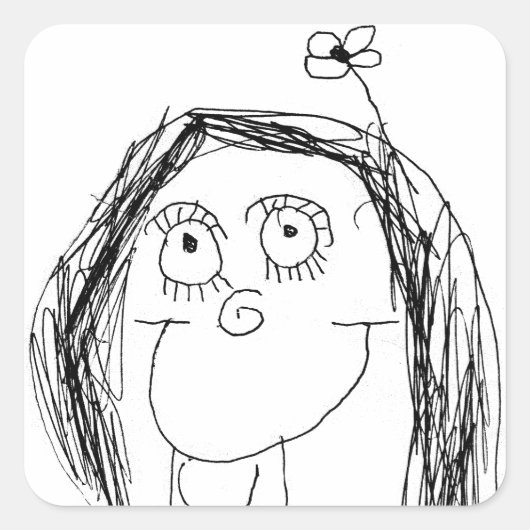 Tekening van je kind - Moederdag Cadeaus Vierkante Sticker (Voorkant)