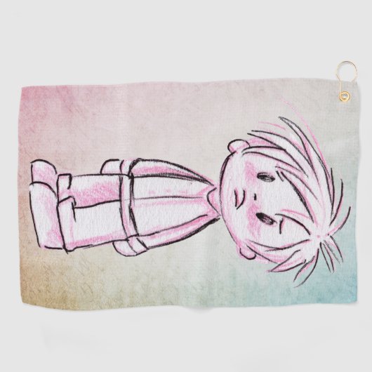 Tekening van jongen golfhanddoek (Horizontaal)