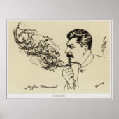 Tekening van Joseph Stalin. Poster 'Stalin's pipe' (Voorkant)