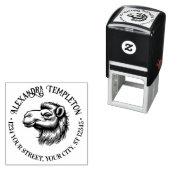 Tekening van kameelkop Naam Retouradres #1P Zelfinktende Stempel (In situ)
