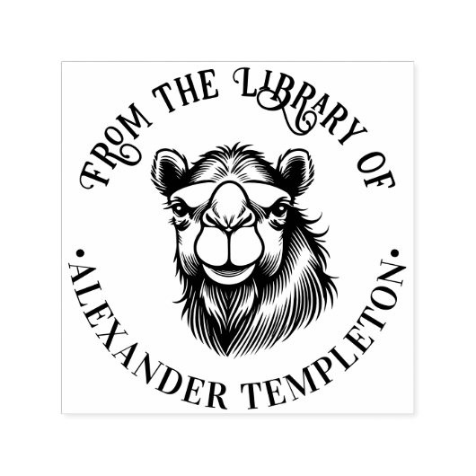 Tekening van kameelkop “Uit de bibliotheek van” #2 Zelfinktende Stempel (Design)
