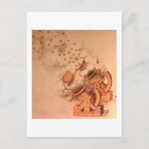 Tekening van kanonnen door Leonardo Da VInci Briefkaart