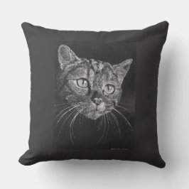 Tekening van kattengezicht buitenkussen
