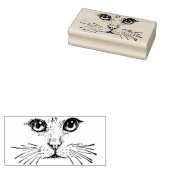 Tekening van Kattengezicht met Ogen Neus Lange Whi Rubberstempel (Gestempeld)