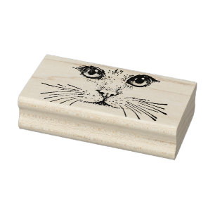 Tekening van Kattengezicht met Ogen Neus Lange Whi Rubberstempel