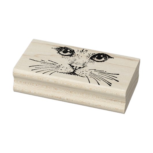 Tekening van Kattengezicht met Ogen Neus Lange Whi Rubberstempel (Stempel)