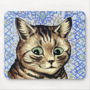 Tekening van kattenkop door Louis Wain Muismat
