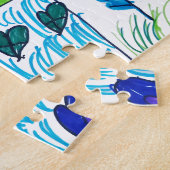 Tekening van kind, kleurrijk favoriet spel, naam legpuzzel (Zijkant)