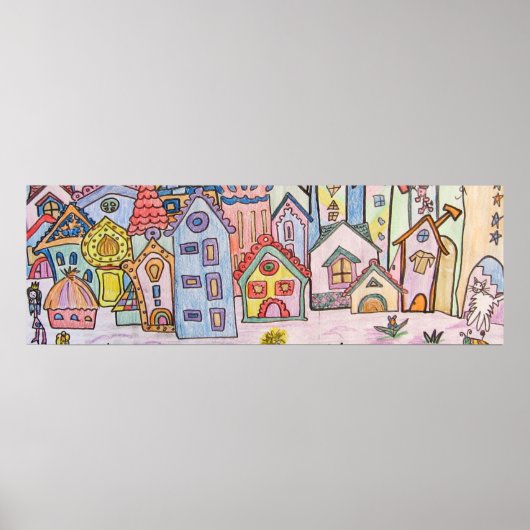 tekening van kinderen in de stad poster (Voorkant)