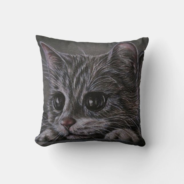 Tekening van Kitten op Pillow Kussen (Voorkant)