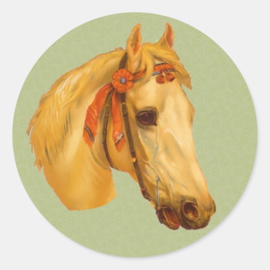 tekening van kunstpalomino Paardenkop Ronde Sticker (Voorkant)