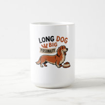 Tekening van lange hond met groot karakter