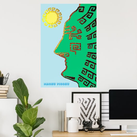 Tekening van Machu_Picchu Cusco Peru Poster (Thuiskantoor)