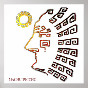 Tekening van Machu_Picchu Silhouet Poster